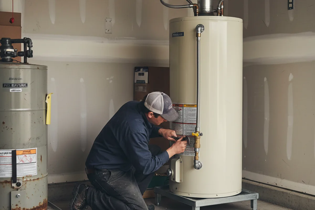 Water heater and shutoff valve replacement in Winsted